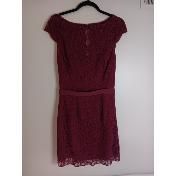 Vintage Belsoie Lace Overlay Sheath Dress Purple Sz 14 - Picture 1 of 5